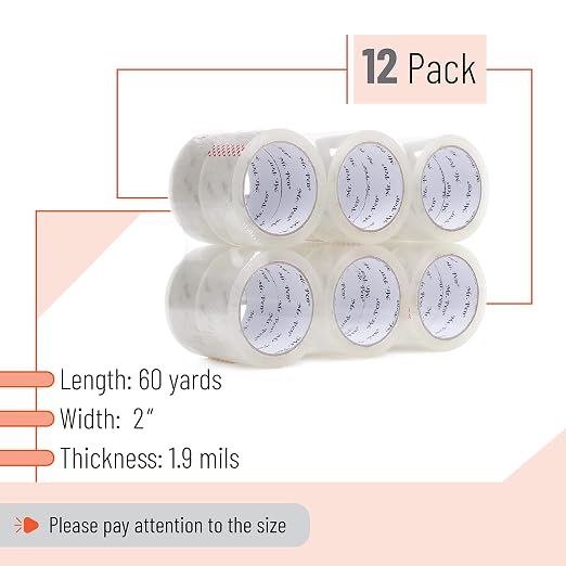 Mr. Pen- Packing Tape, 12 Pack, 2 Inch Wide, 60 Yards, Clear | Heavy Duty Packing Tape for Shipping, Packaging, Moving and Storage