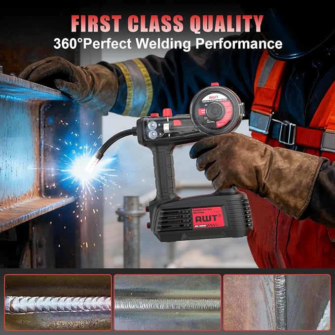 100A Handheld MIG Welder Machine,110V Flux Core MIG Welder Machine with 360°Mig Torch,Portable Gasless MIG Welding Machine with Welding Wire,Hand Held Inverter Wire Feed Welder for Home & DIY Projects