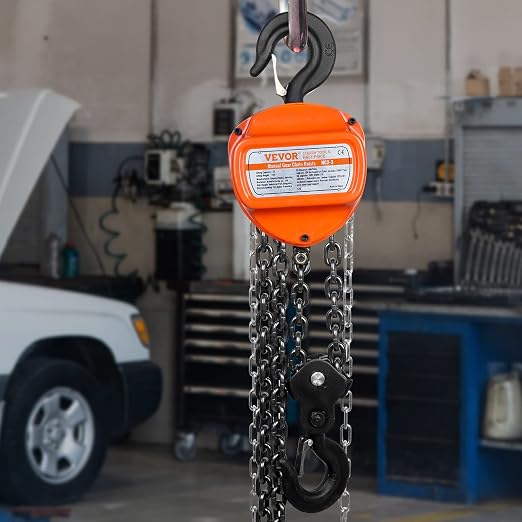 VEVOR Hand Chain Hoist, 2 Ton 4400 lbs Capacity 10 FT Come Along, G80 Galvanized Carbon Steel with Double-Pawl Brake, Auto Chain Leading & 360° Rotation Hook, for Garage Factory Dock