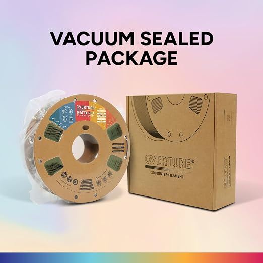 OVERTURE Matte PLA 1.75mm, Low Warp & Smooth Finish 3D Printer Filament | Frosted Matt Finish Hides Layer Lines, 1kg Spool (2.2lbs) Cardboard Spool, Fit Most FDM Printer (Matte Army Green)