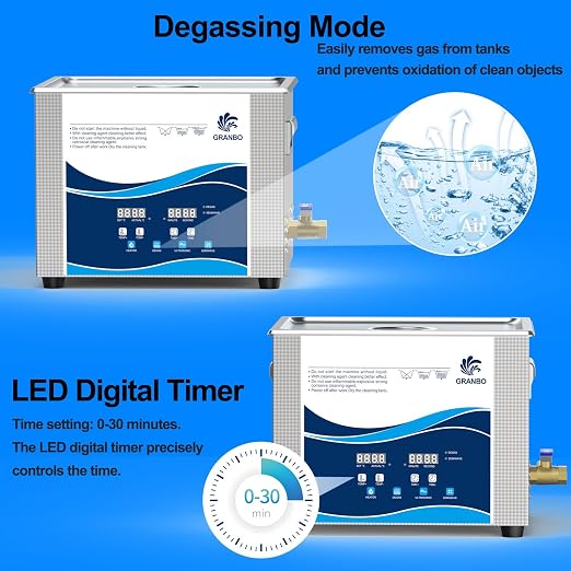 Granbo Ultrasonic Cleaner 10L 240W Jewelry Cleaner Ultrasonic Machine 40kHz with Heater Timer and Degassing,110V Digital Ultrasonic Jewelry Cleaner for Jewelry Glass Eyeglass Dental Parts Cleaning