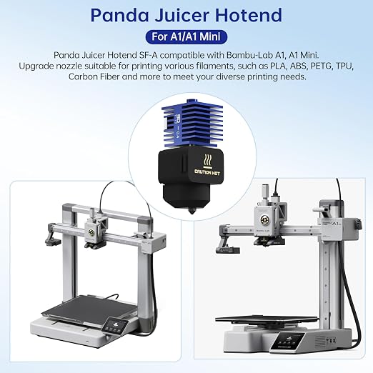 2 Pack BIQU Panda Juicer SF Hotend Print Head Kit for Bambu-Lab A1/A1 Mini 3D Printer Upgrade Standard Flow High Temperature Hot End 0.4mm Hardened Steel Detachable Nozzle with 5PCS Silicone Sock