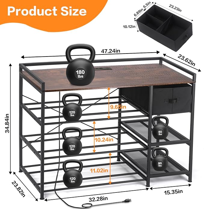 3D Printer Stand with Filament Storage Rack, Heavy Duty Metal Frame Workstation, 3-Tier 3D Printer Table with Tool Shelf for Stable Printing, Home Office Workshop Garage