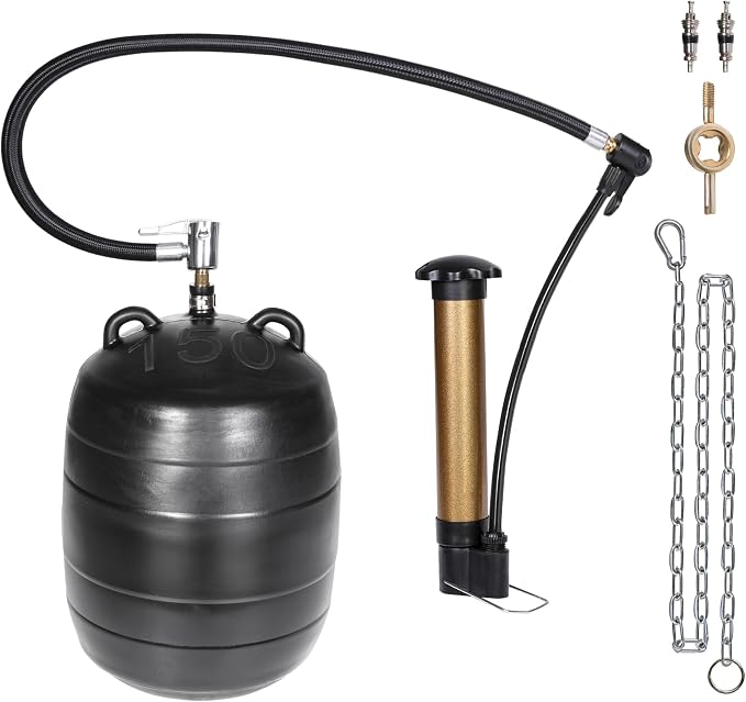 6 Inch Inflatable Pipe Plug Kit with Fast Air Pump & Extension Hose, Heavy Duty Rubber Sewer Test Ball with Safety Chain & Valve Tool for Drain Blocking & Leak Testing(Fits 5.8"-6.2" Pipes)