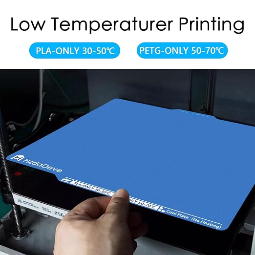 HzdaDeve Upgraded Cool Plate for Lab X2D/P2S/P1P/P1S/A1/X1C Low Temperature Cold Build Plate 257.5x257.5MM Double Sided Textured Board Sheet Bed PEI Platform for Bambu Lab Printer (No Heating/No Glue)