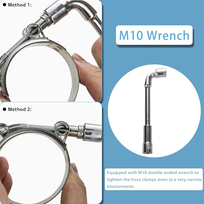 2 Pack 4 Inch T Bolt Hose Clamps 108-116mm, Heavy Duty Stainless Steel Turbo Intercooler Clamps for Diesel Truck Industrial Exhaust Marine