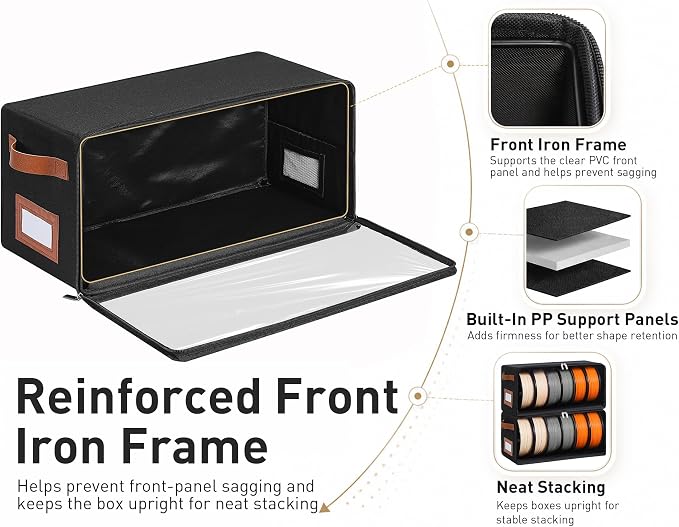 Filament Storage Box 4-Pack, Stackable 3D Printer Filament Storage Container with Reinforced Metal Frame, Visible Window and 10 Desiccant Packs, Holds up to 24 Rolls for Workshop & Studio