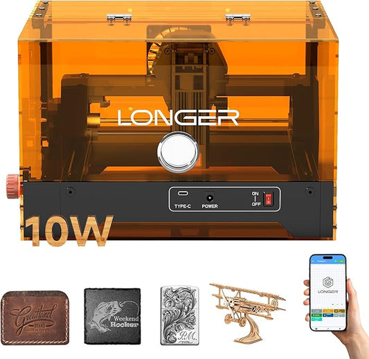 LONGER Ray5 miniS 10W Laser Engraver with Protective Enclosure, 12000mm/min High-Speed Laser Cutter for Wood, Metal, Glass & Leather, Class 1 Safety, WiFi & APP Control for DIY Crafts & Small Business