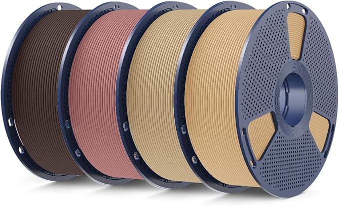 SUNLU Wood PLA Filament Bundle 1.75mm 4KG, Real Wood Fiber Added 3D Printer Filament, 4 pcs 1kg Spool(2.2lbs) Natural Wood Texture & Scent, Clog-Free, Fits for Most FDM 3D Printers