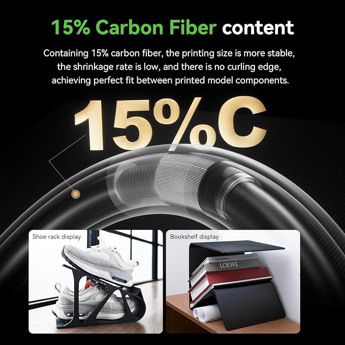 Creality PPA-CF 3D Printer Filament, 1kg, High-Performance Nylon with 15% Carbon Fiber, Black