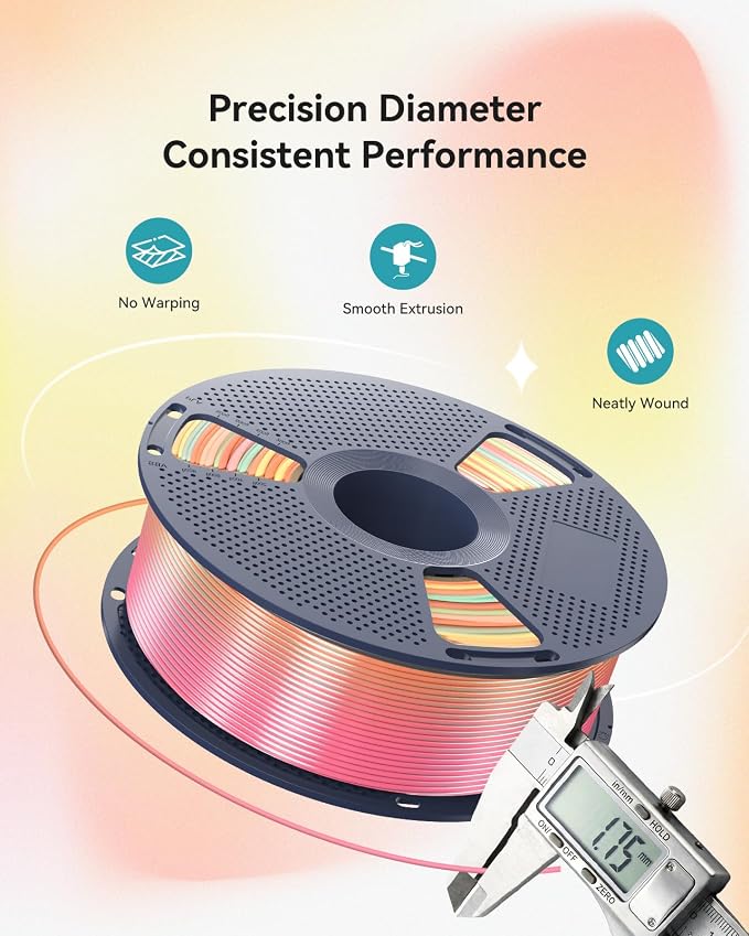 SUNLU Silk Rainbow PLA Filament Bundle 1.75mm, Multicolor Gradient Shiny Silk 3D Printer Filament, 250g x 4 Mini Spools, Neatly Wound, ±0.02mm Accuracy, Vacuum Sealed