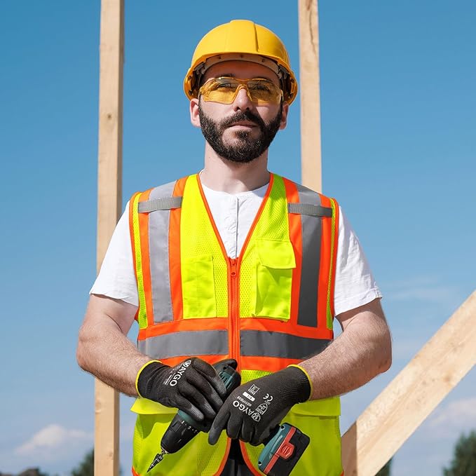 KAYGO Reflective High Vis Safety Vest with Pockets for Men and Women KG0100 | Breathable Polyester Lightweight, Two-Tone, ANSI Class 2, for Construction, Warehouse, Surveying, Cycling, Machine Washable