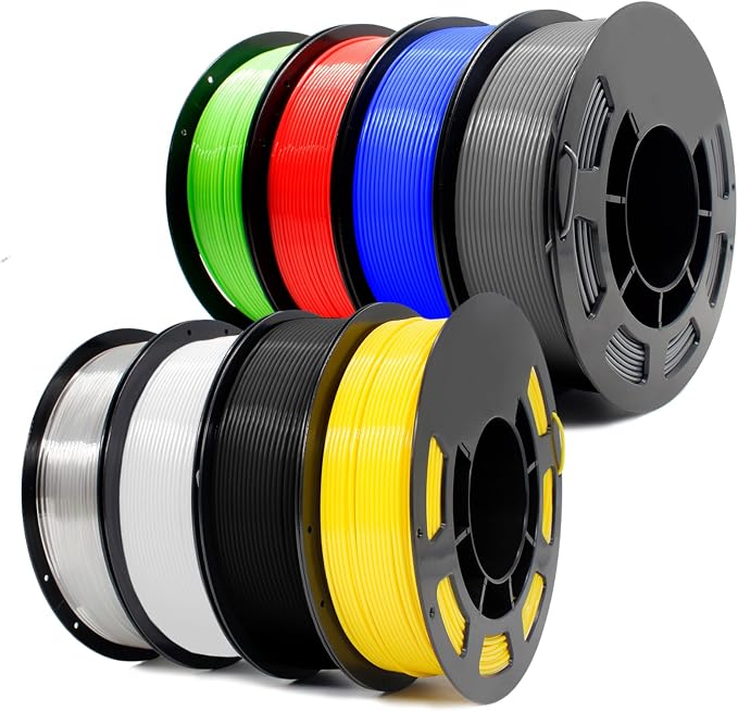 1.75mm PETG Filament 8 Colors 250g 8 Pack, Low Warping High Toughness 3D Printer Filament for Most FDM 3D Printers