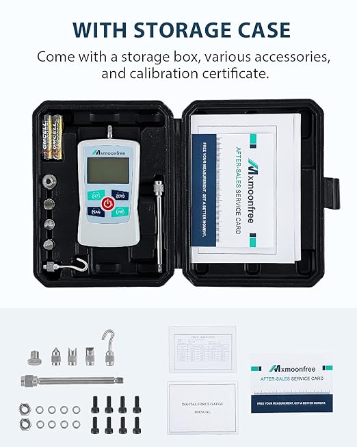 300N Digital Force Gauge Push Pull Tester Portable with Case | Auto Backlit LCD Large Screen Auto Power Off Units N/LB/Kg/Oz High Precision Sensor For School Lab Mechanical Physics