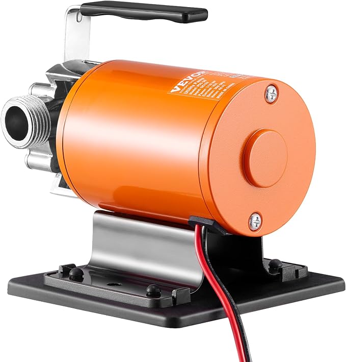 VEVOR Water Transfer Pump 12V, Battery Powered Utility Pump 360 GPH, 1/10HP Portable Electric Water Pump with Switch, 6 ft Suction Hose Kit, For Water Removal, Nonsubmersible