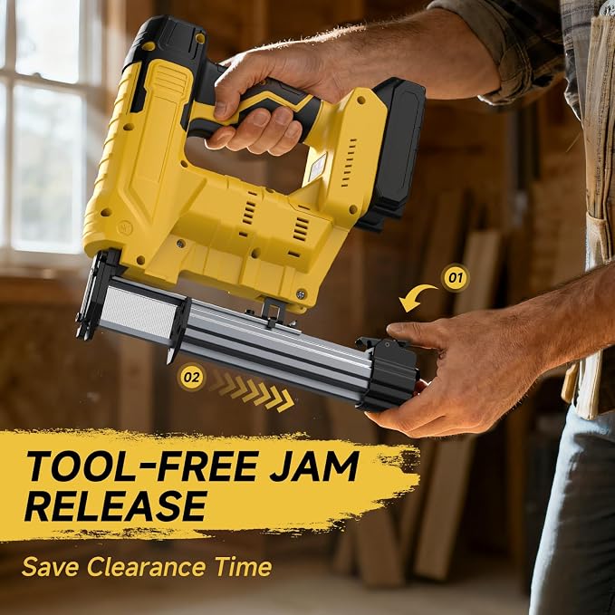 Cordless 2-in-1 18GA Brad Nailer & Stapler, Compatible with Dewalt 20V Max Battery (No Battery), Electric Nail Gun/Staple Gun Battery Powered with 1000 Nails/Staples for Wood Carpentry(Tool Only)