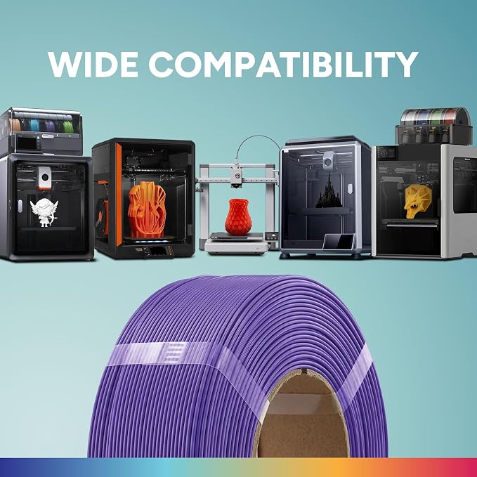 OVERTURE High Speed PLA Filament Refill 1.75mm, Rapid PLA Spoolless 3D Printing Filament, 1kg (2.2lb) Refilament for Bambu Lab, Accuracy +/- 0.02mm, Fit Most FDM Printers (Purple)