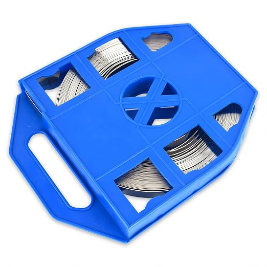 Steel Banding S304 Stainless Strapping - Steel Band Strapping Coil 100Feet * 3/4" Wide * 1/32" Thick Blue Plastic Tray for High-tensile Package Strapping Bunding Packaging