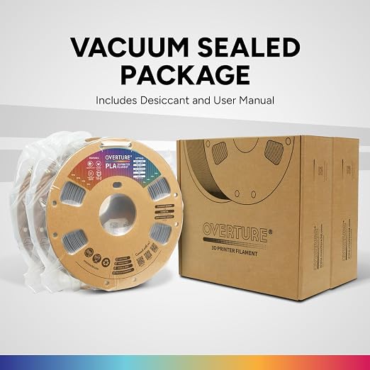 OVERTURE 2KG Bundle High Speed PLA Filament 1.75mm, Neatly Wound 3D Printer Filament 2 Pack 1kg Spool (2.2lbs) Rapid PLA, Fit Most FDM 3D Printers (Light Grey 2-Pack)