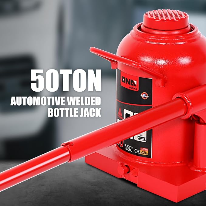 DNA Motoring 50 Tons / 110231 lbs Lifting Automotive Welded Hydraulic Bottle Jack for Repair Vehicle, Pickup, Truck, w/Manual Handle, Red,TOOLS-00365