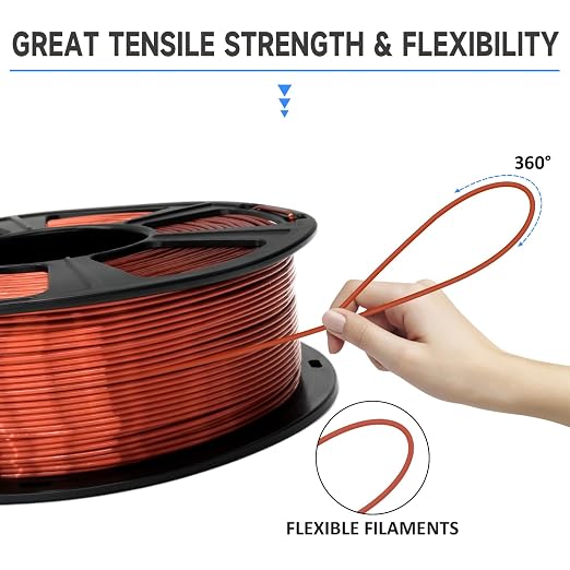 GIANTARM 3D Printer Filament, Silk Copper Pla Filament, 1Kg(2.2lbs) Spool, 1.75mm Dimension Accuracy +/- 0.03mm, 3D Printing Filament