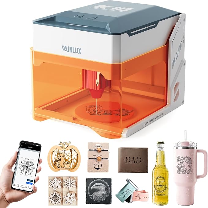 WAINLUXPRO 5W Laser Engraver, Portable Engraving Machine for Wood Leather Glass, 80×80mm, WiFi/USB/Offline, No Assembly Required, Class 1 Safety
