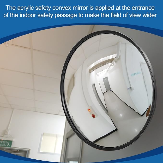 Maitys 2 Pcs Convex Mirror Acrylic Safety Security Traffic Garage Corner Mirror Adjustable Wide Angle View Mirror with Fixing Bracket for Indoor Outdoor School Classroom Warehouse (12 Inch)