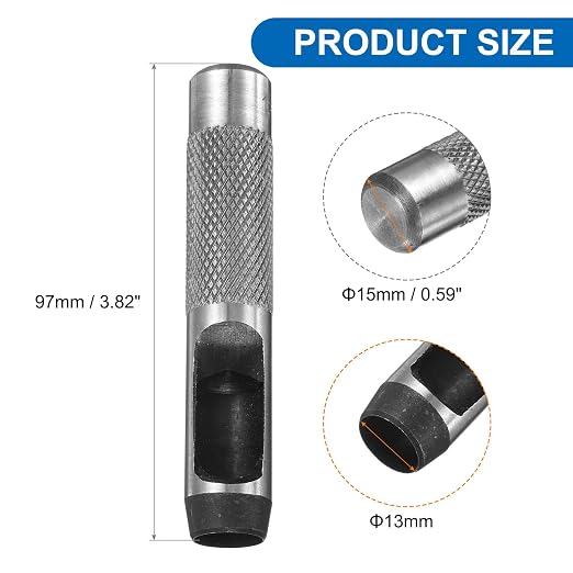 HARFINGTON Leather Round Hole Punch, 13mm Hollow Hole Puncher Cutter Carbon Steel Circle Hole Punching Cutting Tool for Belt/DIY Leather Craft