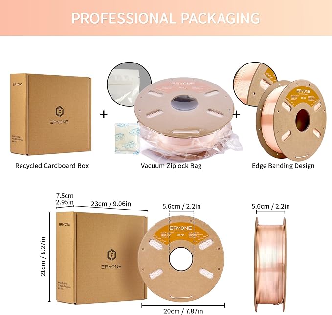 ERYONE Silk PLA Filament for 3D Printer 1.75mm +/- 0.03mm, Shiny Filament 1kg (2.1lbs)/Spool, Apricot
