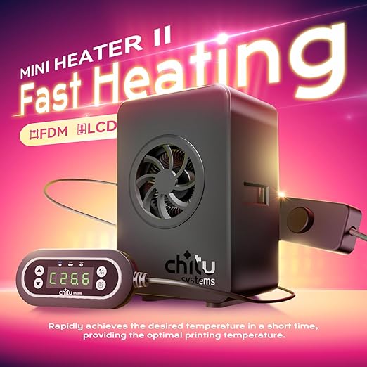 Chitu Systems Upgraded 3D Printer Mini Heater-LCD Resin & FDM 3D Printer Chamber Heater, Easy Installation, High-Performance Fan, Overheat Protection, Compatible with Bambu Lab P1P/P1S/X1