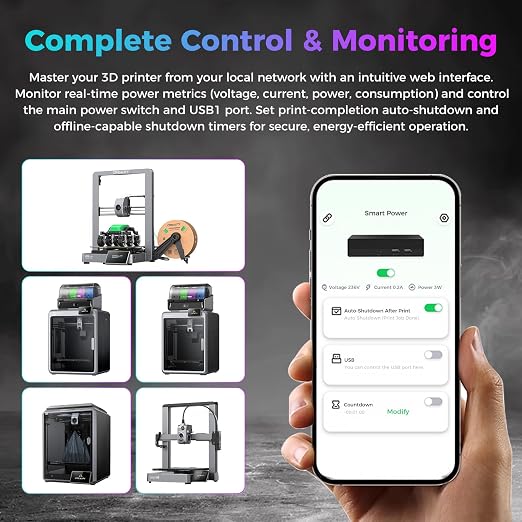 Creality Creator PWR Smart Power Supply, Real-Time Monitoring & Auto Shutdown, 3D Printer Smart Protection for Creality Hi / K1 / K1C / K1SE / K1 Max / K2 / K2Pro / K2 Plus/ K2SE / Ender 3 V3/ V3 Plus