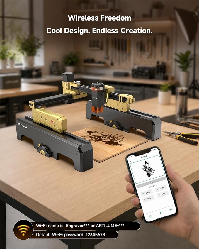 Laser Engraver Portable Laser Engraving Machine with App Control Foldable Lazer Cutter with Height Extension and Cover 200x150mm Engraving Area for Wood Leather Acrylic DIY Crafts(T1 7000mW)