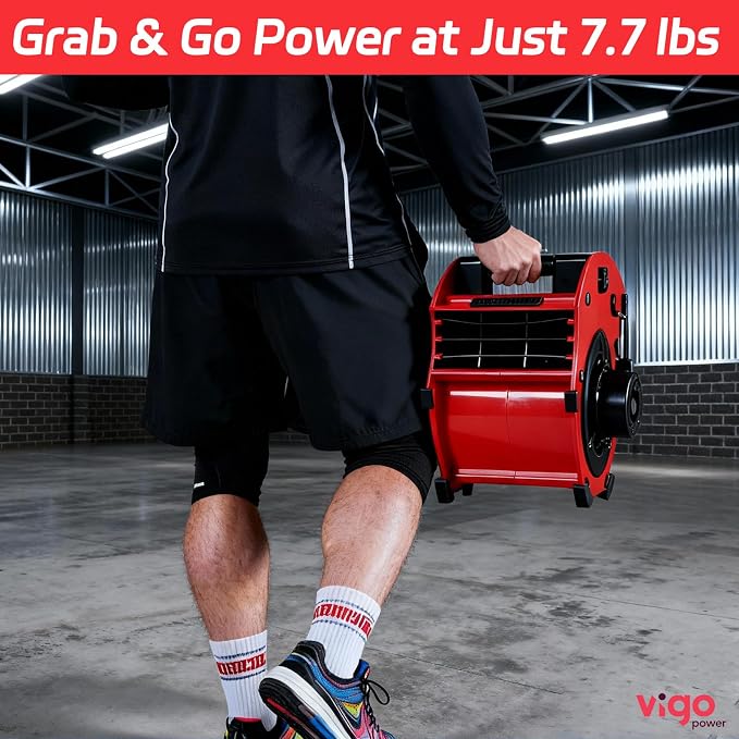 1/5 HP 300 CFM High-Velocity Air Mover Floor Fan, Industrial Blower for Carpet Drying, Water Damage & Car Drying — Dual 120V Outlets, 4-Position Tilt, Variable Speed, Portable 12in ETL