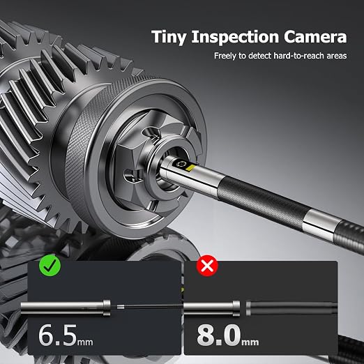 Dual Lens Articulating Borescope NIDAGE Two-Way Endoscope Camera with Light Articulated Probe, 0.25in Engine Inspection Camera Waterproof Fiber Optic Scope Cam Tool for Automotive Wall Mechanics 5.3FT