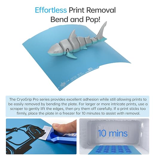 BIQU CryoGrip Pro Frostbite Build Plate for Any-Cubic Kobra 3 3D Printer, Cold Plate, Room Temperature Printing, Double-Sided Textured Sheet, 250x250mm, 1 Piece