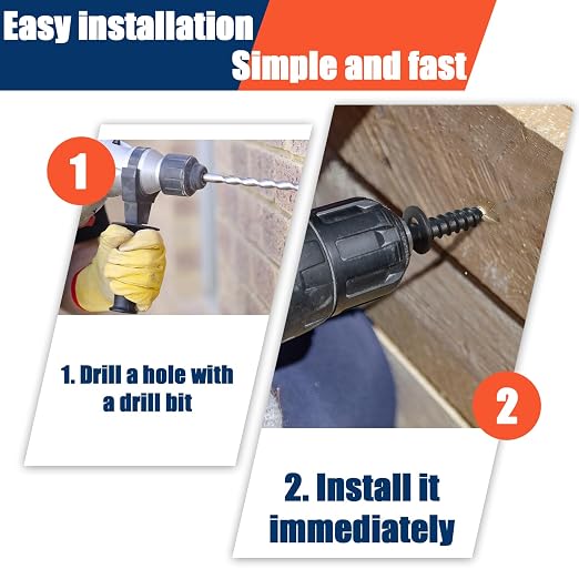 Tandefio 50 Pack 1/2''x 2'' Ceramic Black Lag Screw Kit with Washers Hex Lag Bolts Wood Screws Heavy Duty Hot Dip Galvanized Double Layer for Wood Decks Fences