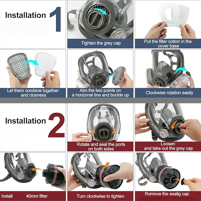 Full Face Gas Mask,Respirator Mask for Gases,Chemical,Spray Paint
