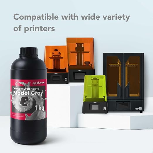 phrozen Water-Washable 3D Printer Resin [Model Gray], 405nm LCD UV-Curing Photopolymer Resin for High Precision Printing, Low Odor, Non-Brittle, Easy to Clean and Cure (1KG)