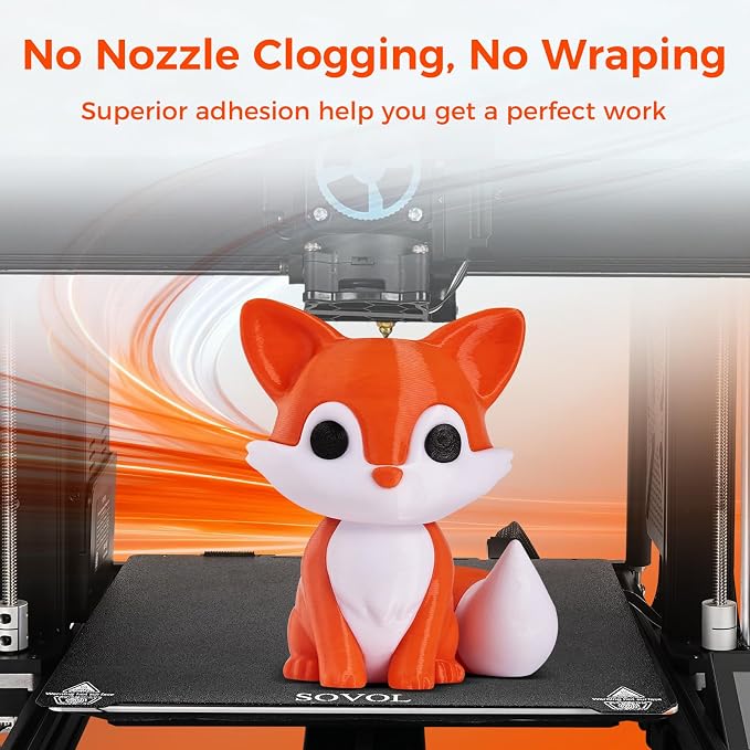 Sovol 3D Printer Rapid PETG Filament 1.75mm 1KG (2.2lbs), High Precision, Strong Toughness, Wiring Tightness, Dimensional Accuracy +/- 0.03 mm, 3D Printing High Speed PETG Filaments, Orange