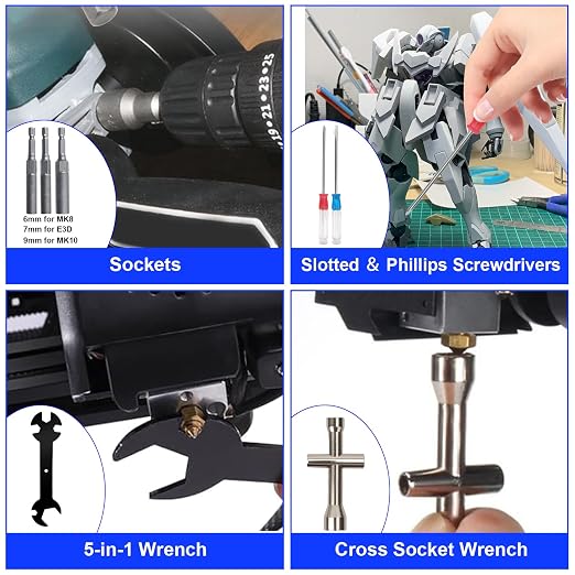 3D Printer Tool Kit, 202 Pcs 3D Printer Accessories Includes Deburring Tool, Removal Tools, Digital Caliper, Cutting Mat, Carrying Case, 3D Printing Tool Kit for Finishing, 3D Print Removing, Cleaning