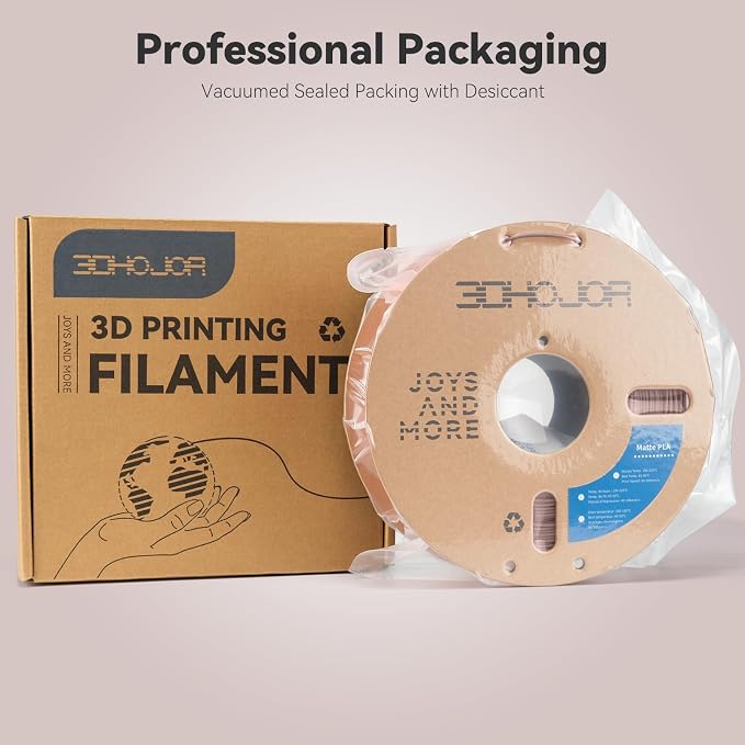 3DHoJor Matte PLA Filament 1.75mm, Upgrade 1kg*2 Bundle Cardboard Spool PLA Filament 1.75 PLA 3D Printing Filament, Print with Most 3D Printers Using 3D Filament-Brown