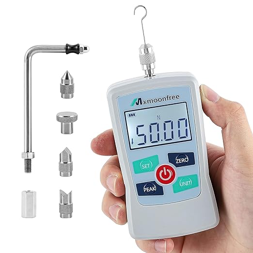 50N Digital Force Gauge Push Pull Tester Portable with Case | Auto Backlit LCD Large Screen Auto Power Off Units N/LB/Kg/Oz High Precision Sensor For School Lab Mechanical Physics