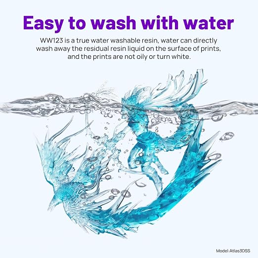 RESIONE Water-Washable 3D Printer Resin, Seawater Blue, – Low Odor, Fast Curing, High Precision Photopolymer Resin for LCD DLP MSLA, Easy to Clean with Water, Beginner Friendly, 1KG