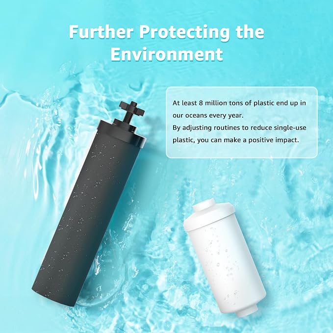 AQUA CREST Black and Fluoride Water Filter, Replacement for Berkey®, Purewell®, BB9-2® Black Filters & PF-2® Fluoride Filters, Waterdrop Gravity Water Filter System, NSF/ANSI 372 Standard