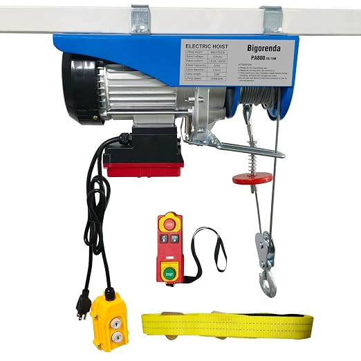Electric Hoist 2 in 1,Electric Hoist 1760lbs, Bigorenda 110v Electric Hoist Winch with 328ft Wireless Control & Wired Remote Control, 65.6ft Lifting Garage Lift Hoist,for Factories, Warehouses, Attic
