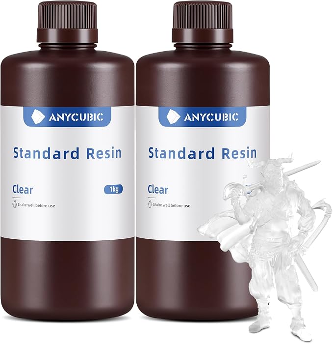 ANYCUBIC 3D Printer Resin Bundle, 405nm High Precision Fast Curing UV Photopolymer Resin for LCD 3D Printing, Clear+Clear, 2kg