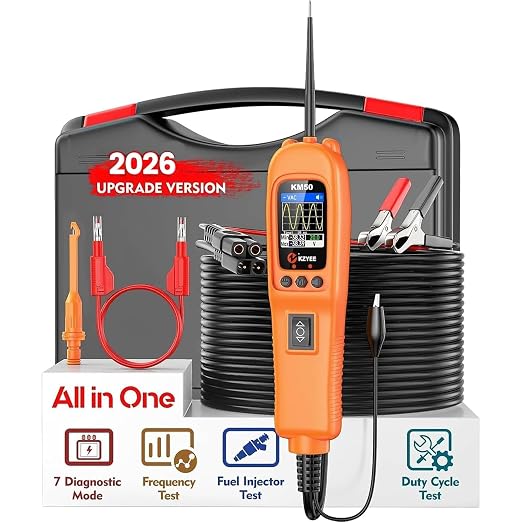 KZYEE KM50 (Upgrade of KM10) Power Circuit Probe Kit - 12V/24V Automotive Circuit Tester Current Probe with AC/DC Voltage/Resistance/Diode/Frequency/Duty Cycle/Fuel Injection, Activate Component