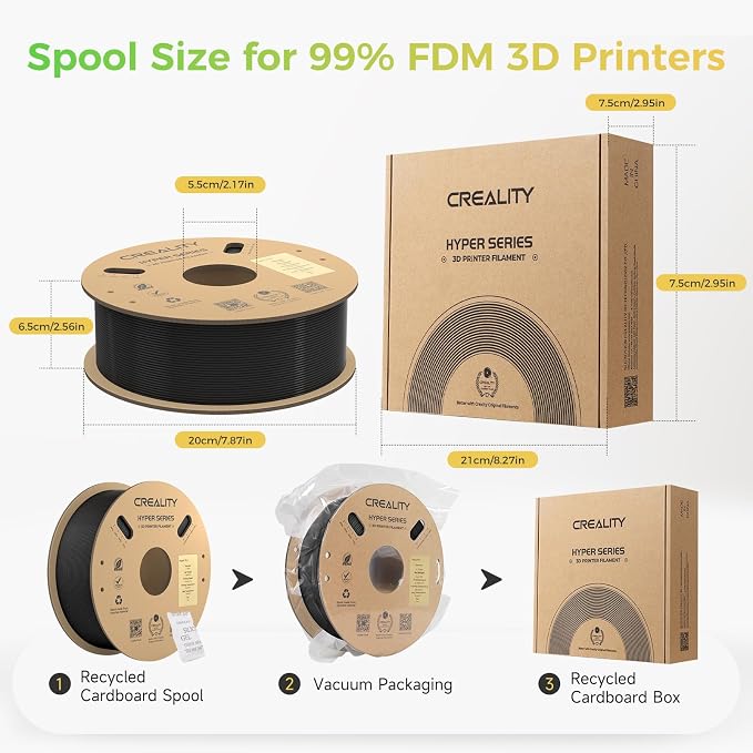 Creality Hyper PLA Filament 4KG, Up to 600mm/s High Speed 3D Printer Filament PLA 1.75mm, No-Tangling Stronger Toughness Fit Most 3D Printers