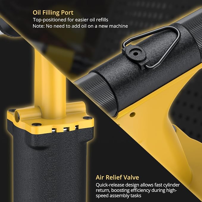 AMTOVL Pneumatic Riveter - 1400KGF/3086LBF Pulling Pneumatic Rivet Gun, Heavy-Duty Air Pop Riveter 3/32", 1/8", 5/32", 3/16", 1/4" Capacity Self-Suction Design