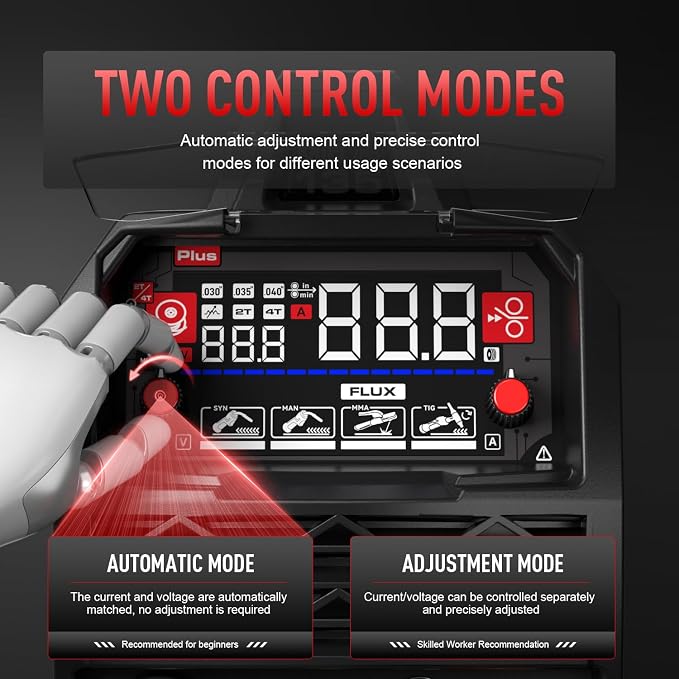ANDELI 110V/220V MIG Welder 135A, PULSE Flux Core MIG/Lift Tig/Stick 3-in-1 Gasless MIG Welding Machine with Synergy，Large LED Display,2T/4T Full Kit (Bonus Welding Helmet & Gloves)